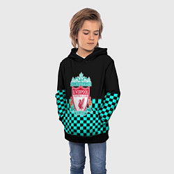 Толстовка-худи детская Liverpool fc sport клетка, цвет: 3D-черный — фото 2