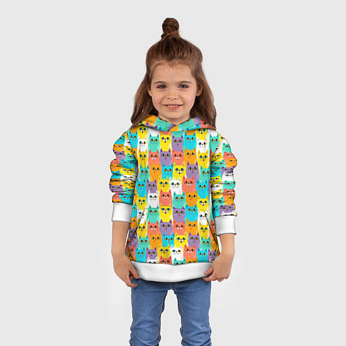 Детская толстовка Разноцветные узорчатые котята / 3D-Белый – фото 4
