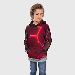 Толстовка-худи детская Маджента неоновые плиты в разломе, цвет: 3D-меланж — фото 2