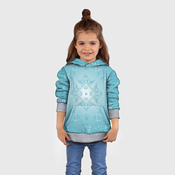 Толстовка-худи детская Векторные узоры на нежно-бирюзовом фоне, цвет: 3D-меланж — фото 2