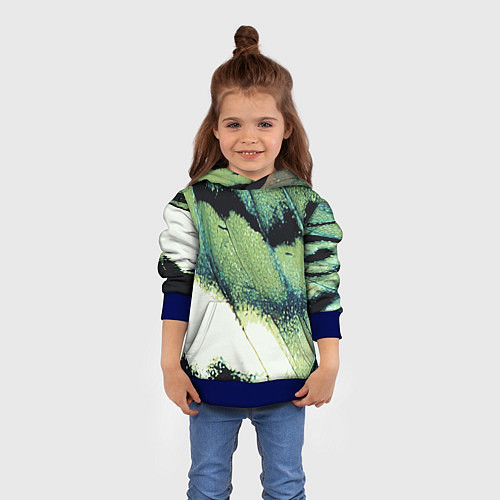 Детская толстовка Зелено-черные пятна на светлом / 3D-Синий – фото 4