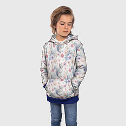 Толстовка-худи детская Бельчонок в цветах, цвет: 3D-синий — фото 2