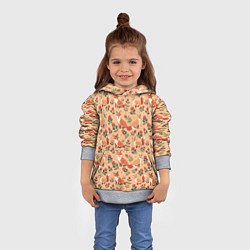 Толстовка-худи детская Лисята в розах, цвет: 3D-меланж — фото 2