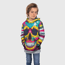 Толстовка-худи детская Граффити черепа - нейросеть, цвет: 3D-меланж — фото 2