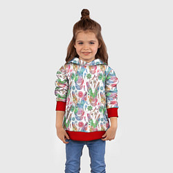 Толстовка-худи детская Узорчатый заяц, цвет: 3D-красный — фото 2