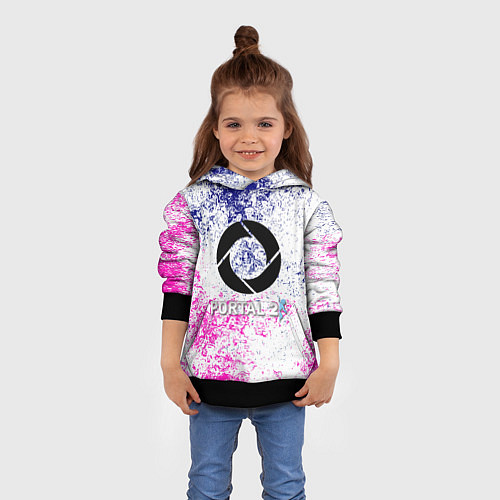 Детская толстовка Portal брызги красок текстура / 3D-Черный – фото 4