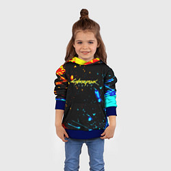 Толстовка-худи детская Огненная лава и вода киберпанк, цвет: 3D-синий — фото 2