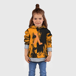 Толстовка-худи детская Half life fire orange, цвет: 3D-меланж — фото 2