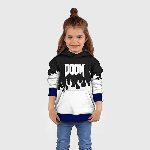 Детская толстовка Doom fire white / 3D-Синий – фото 4