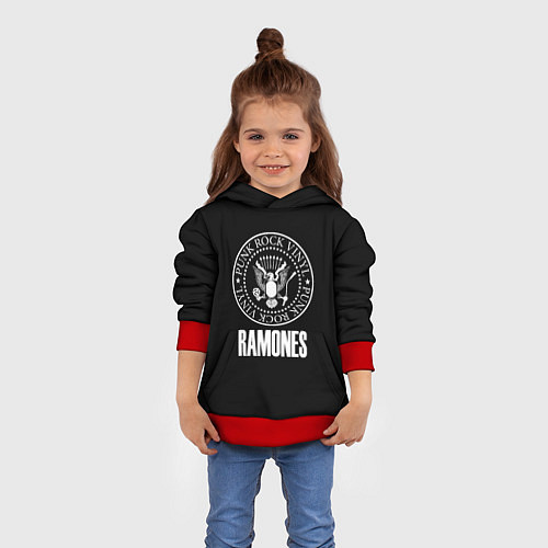 Детская толстовка Ramones rock logo / 3D-Красный – фото 4