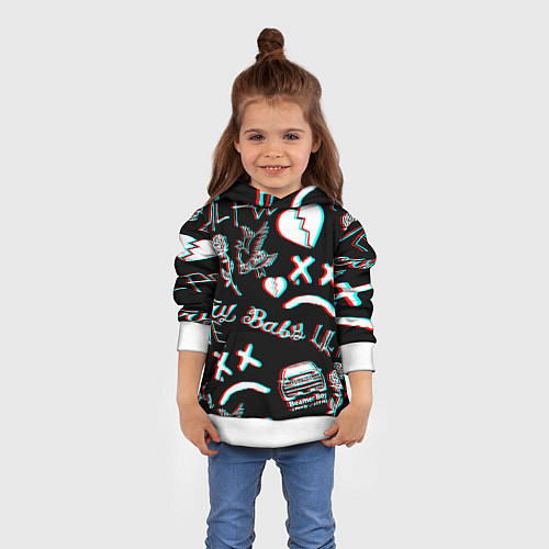 Детская толстовка Lil Peep logo glitch / 3D-Белый – фото 4