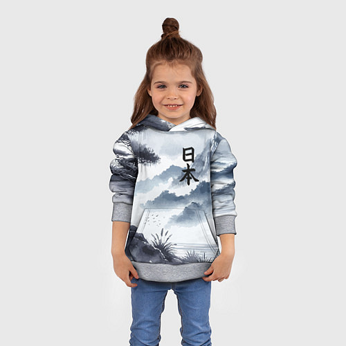 Детская толстовка Японский пейзаж - нейросеть / 3D-Меланж – фото 4