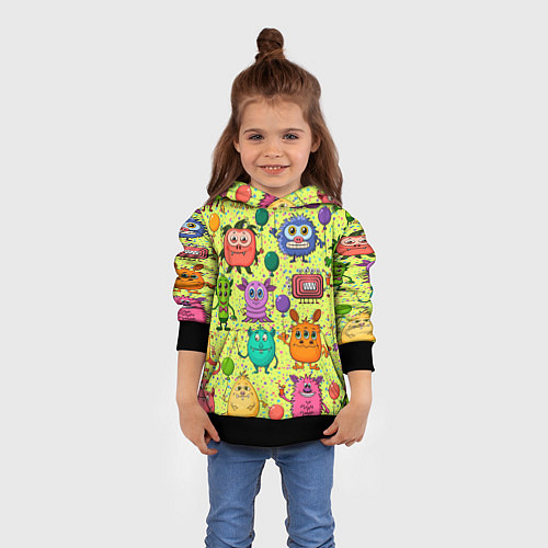 Детская толстовка Цветные монстрики / 3D-Черный – фото 4