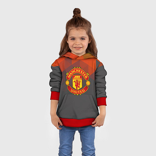 Детская толстовка Манчестер Юнайтед полигональный красный / 3D-Красный – фото 4