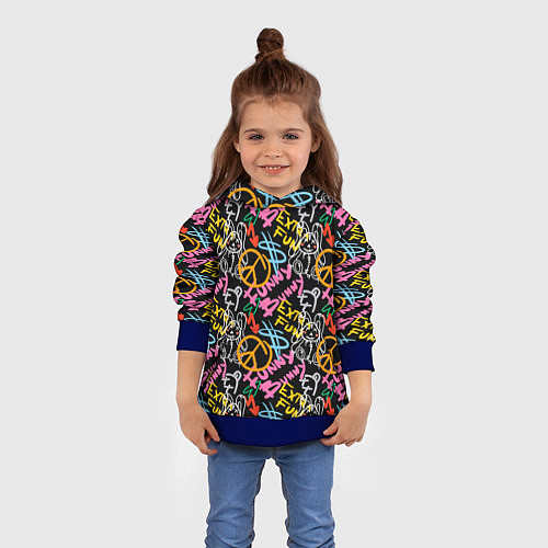 Детская толстовка Funny bunny color graffiti pattern / 3D-Синий – фото 4