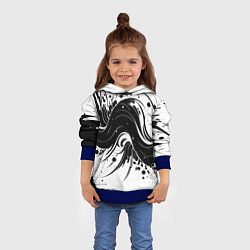 Толстовка-худи детская Чёрно-белая абстракция нейросеть, цвет: 3D-синий — фото 2