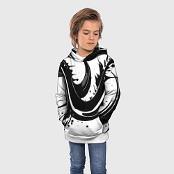 Толстовка-худи детская Чёрно-белая экспрессивная абстракция, цвет: 3D-белый — фото 2