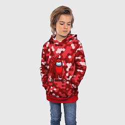 Толстовка-худи детская Among us pixel game, цвет: 3D-красный — фото 2