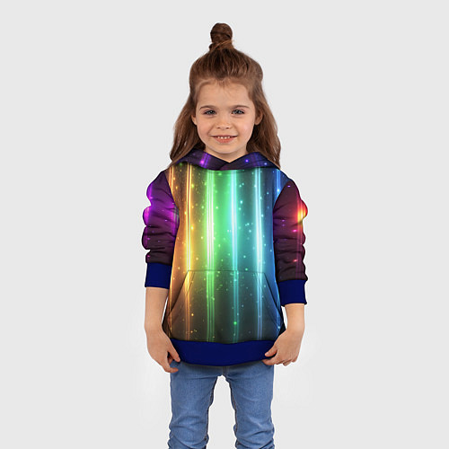 Детская толстовка Светящиеся яркие неоновые полосы в космосе / 3D-Синий – фото 4