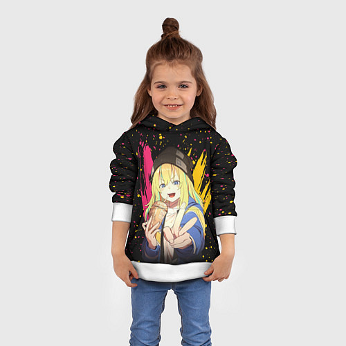 Детская толстовка Медуза не умеет плавать в ночи - Кано Яманоути / 3D-Белый – фото 4