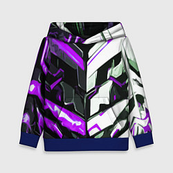 Детская толстовка Хаотичная фиолетово-белая абстракция на чёрном фон