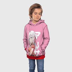 Толстовка-худи детская Алиса Кудзё - Аля иногда кокетничает со мной по-ру, цвет: 3D-красный — фото 2