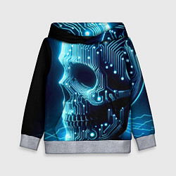Детская толстовка Cyber neon skull - ai art с дорожками на плате