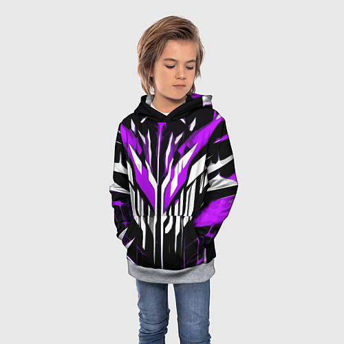 Детская толстовка Purple and white abstraction on a black background / 3D-Меланж – фото 3
