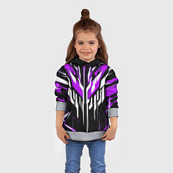Толстовка-худи детская Purple and white abstraction on a black background, цвет: 3D-меланж — фото 2