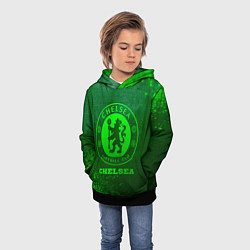 Толстовка-худи детская Chelsea - green gradient, цвет: 3D-черный — фото 2