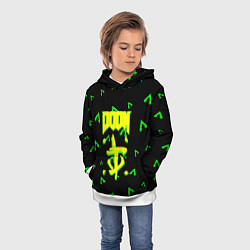 Толстовка-худи детская Doom лого кислота, цвет: 3D-белый — фото 2