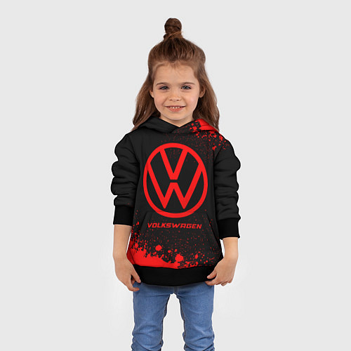 Детская толстовка Volkswagen - red gradient / 3D-Черный – фото 4