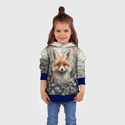 Толстовка-худи детская Грустный лисёнок, цвет: 3D-синий — фото 2