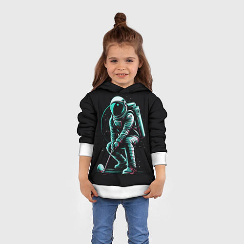 Детская толстовка Космонавт играет в гольф / 3D-Белый – фото 4