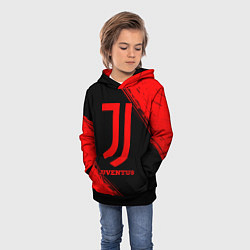 Толстовка-худи детская Juventus - red gradient, цвет: 3D-черный — фото 2