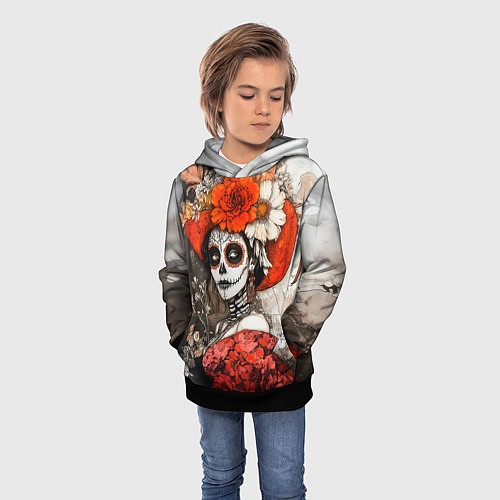 Детская толстовка Катрина в красном / 3D-Черный – фото 3