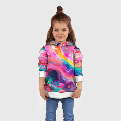 Детская толстовка Акварельный узор / 3D-Белый – фото 4