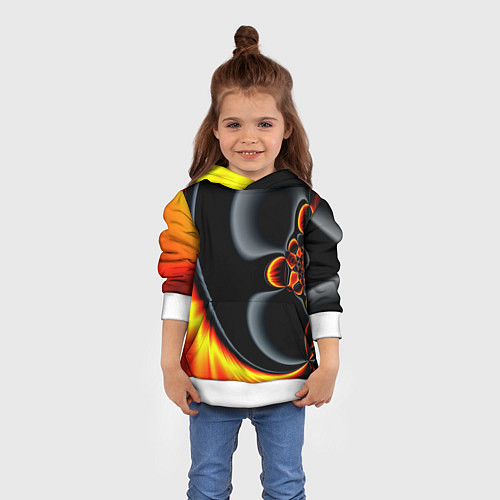 Детская толстовка Фрактальный узор абстракция / 3D-Белый – фото 4