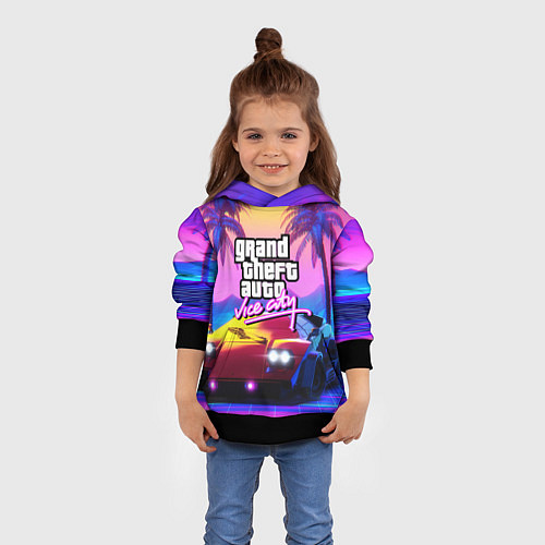 Детская толстовка Vice city retro wave Lambo / 3D-Черный – фото 4