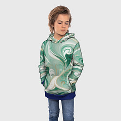 Толстовка-худи детская Светло-зеленый узор с завитками, цвет: 3D-синий — фото 2
