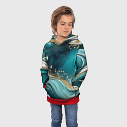Толстовка-худи детская Бирюзовый подводный мир, цвет: 3D-красный — фото 2