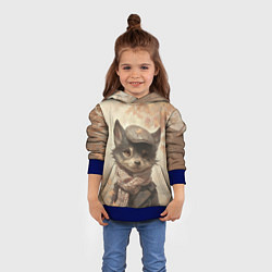 Толстовка-худи детская Волчонок в кепке и шарфе, цвет: 3D-синий — фото 2
