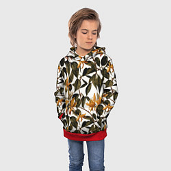 Толстовка-худи детская Желтые ретро цветы, цвет: 3D-красный — фото 2
