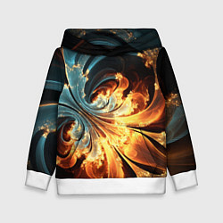 Толстовка-худи детская Абстрактный фрактал, цвет: 3D-белый