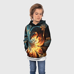 Толстовка-худи детская Абстрактный фрактал, цвет: 3D-белый — фото 2