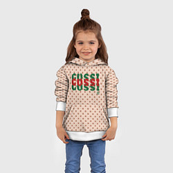 Толстовка-худи детская Гусси - надпись цветная, цвет: 3D-белый — фото 2