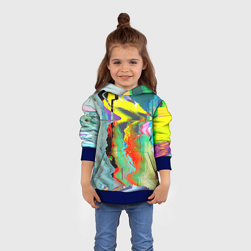 Детская толстовка Текстура глитч краски / 3D-Синий – фото 4