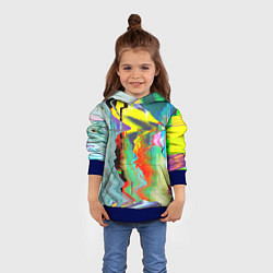Толстовка-худи детская Текстура глитч краски, цвет: 3D-синий — фото 2