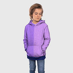Толстовка-худи детская Фиолетовые и розовые волны, цвет: 3D-синий — фото 2