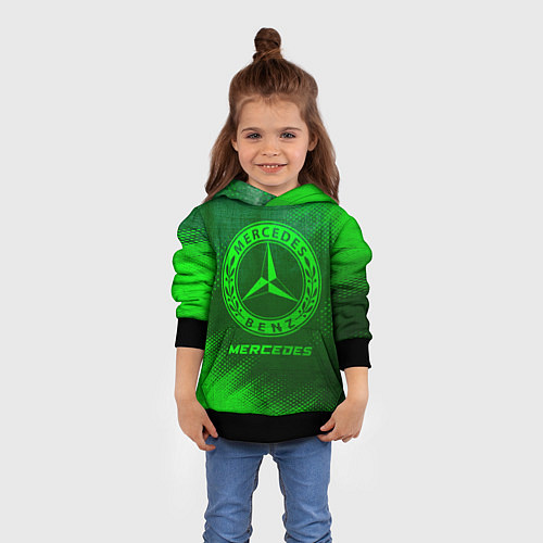 Детская толстовка Mercedes - green gradient / 3D-Черный – фото 4